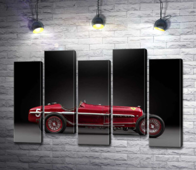 Модульная картина "Винтажный красный автомобиль Alfa Romeo P3"