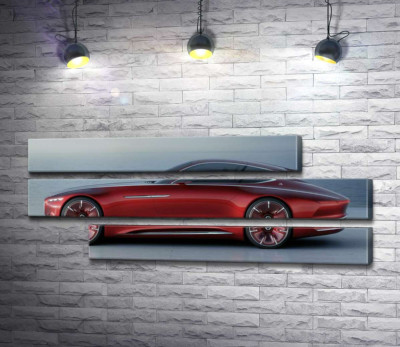 Модульная картина "Красный автомобиль Mercedes-Maybach Vision 6"