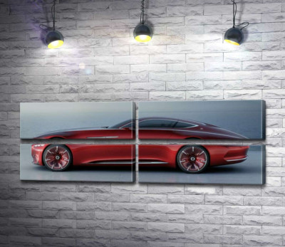 Модульная картина "Красный автомобиль Mercedes-Maybach Vision 6"