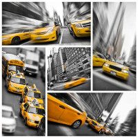Желтые такси в дороге