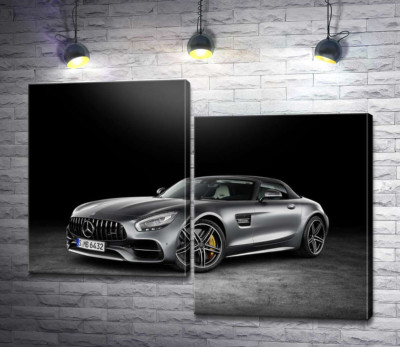 Модульная картина "Серебристый автомобиль Mercedes-Benz GT"