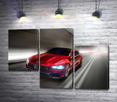 Модульна картина "Червоний автомобіль Mercedes-Benz AMG GT"
