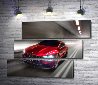 Модульная картина "Красный автомобиль Mercedes-Benz AMG GT"