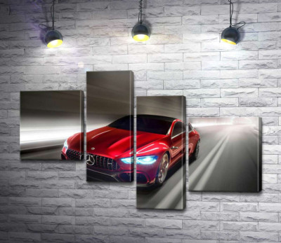 Модульна картина "Червоний автомобіль Mercedes-Benz AMG GT"