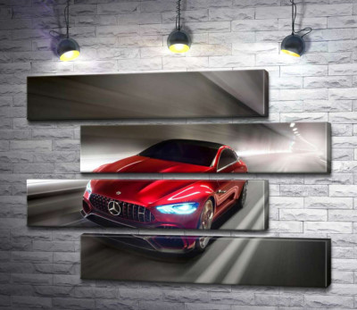 Модульна картина "Червоний автомобіль Mercedes-Benz AMG GT"