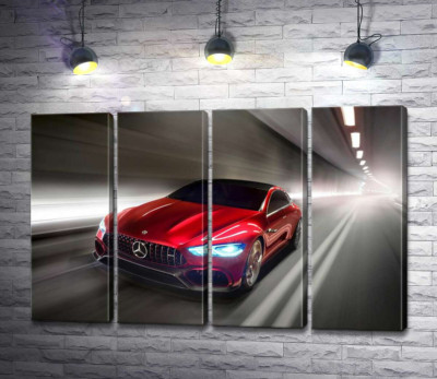 Модульна картина "Червоний автомобіль Mercedes-Benz AMG GT"