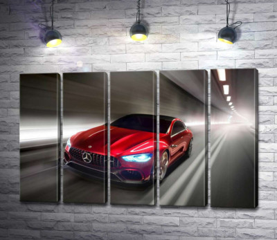 Модульная картина "Красный автомобиль Mercedes-Benz AMG GT"