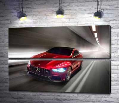 Модульна картина "Червоний автомобіль Mercedes-Benz AMG GT"