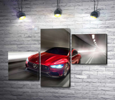 Модульна картина "Червоний автомобіль Mercedes-Benz AMG GT"