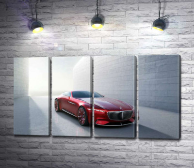 Модульная картина "Красный автомобиль Mercedes-Maybach Vision 6"