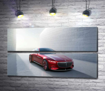Модульная картина "Красный автомобиль Mercedes-Maybach Vision 6"