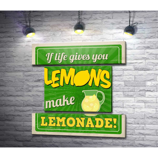 Мотивационная надпись: "If life gives you lemons make lemonade!"