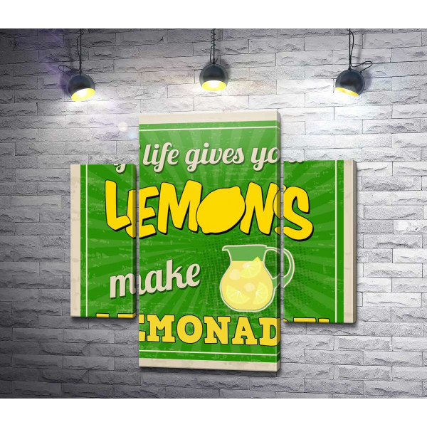 Мотиваційний напис: "If life gives you lemons make lemonade!"