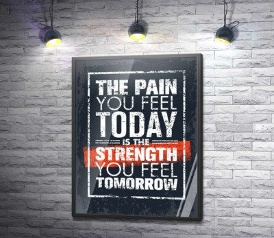 Постер "Мотиваційний напис: "The pain you fell today is the strength you fell tomorrow""