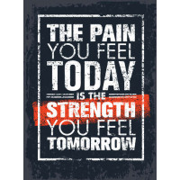 Мотиваційний напис: "The pain you fell today is the strength you fell tomorrow"