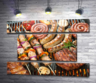 Модульная картина "Мясное ассорти на гриле"