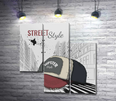Постер с бейсболкой и надписью: "Street Style"