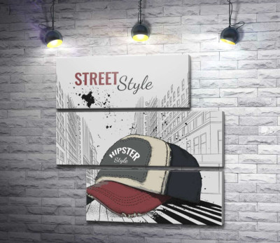 Постер с бейсболкой и надписью: "Street Style"