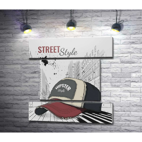 Постер з бейсболкою і написом: "Street Style"