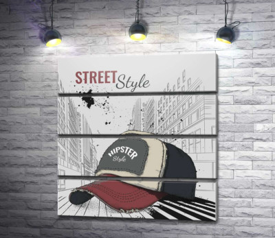 Модульна картина "Постер з бейсболкою і написом: "Street Style""
