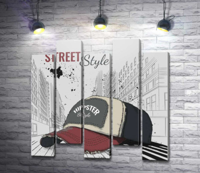 Модульная картина "Постер с бейсболкой и надписью: "Street Style""