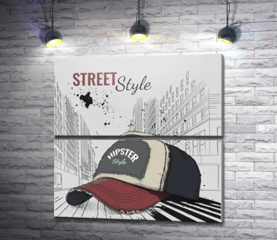 Постер з бейсболкою і написом: "Street Style"