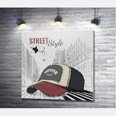 Постер с бейсболкой и надписью: "Street Style"