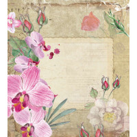 Винтажная рамка с цветами роз и орхидей