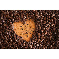 Сердце из кофейной пенки и зерен