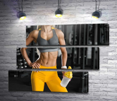 Модульная картина "Спортивная фигура девушки на фоне спортклуба"
