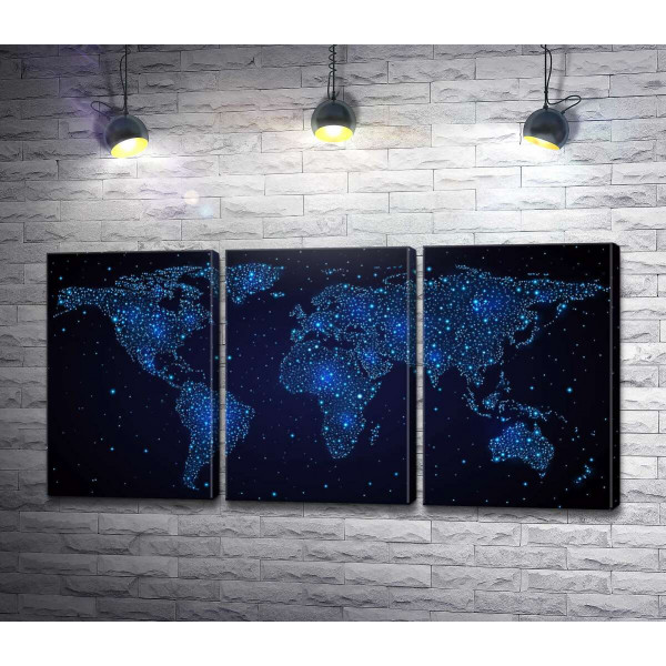 Карта мира в неоновом стиле