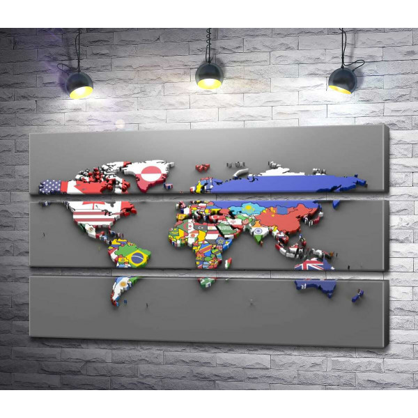 Карта світу з прапорами держав