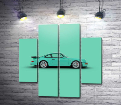 Модульна картина "Салатовий Porsche 911"