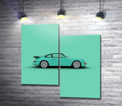 Модульная картина "Салатовый Porsche 911"