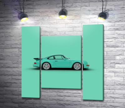 Модульная картина "Салатовый Porsche 911"