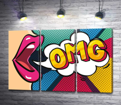 Модульная картина "Фраза OMG в облачке"