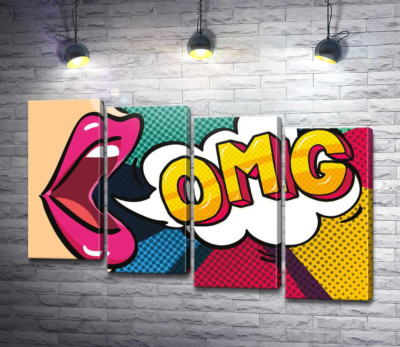 Модульна картина "Фраза OMG у хмаринці"