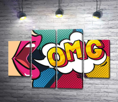 Модульная картина "Фраза OMG в облачке"