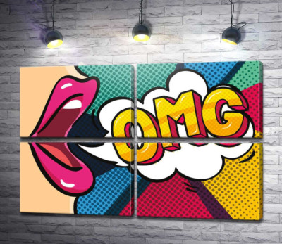 Модульная картина "Фраза OMG в облачке"