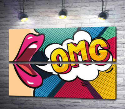 Модульная картина "Фраза OMG в облачке"