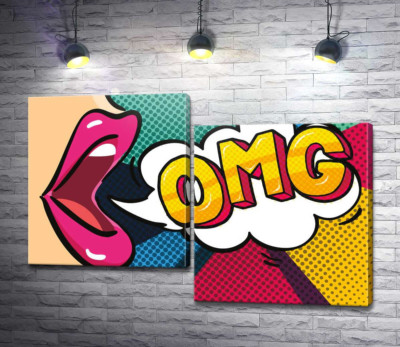 Модульная картина "Фраза OMG в облачке"