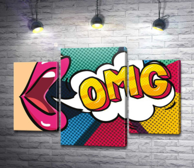 Модульная картина "Фраза OMG в облачке"