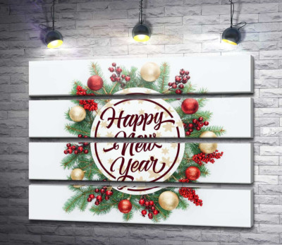 Модульна картина "Новорічне побажання: Happy new year"