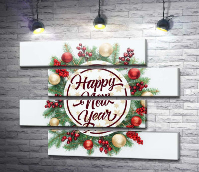 Модульна картина "Новорічне побажання: Happy new year"