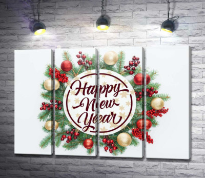 Модульна картина "Новорічне побажання: Happy new year"