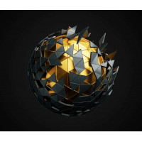 Геометричний чорно-золотий полігональний 3Д шар