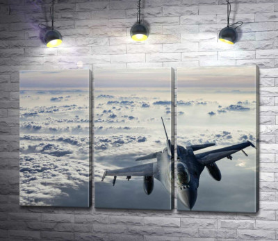 Модульна картина "Літак F-16 Falcon у небі"