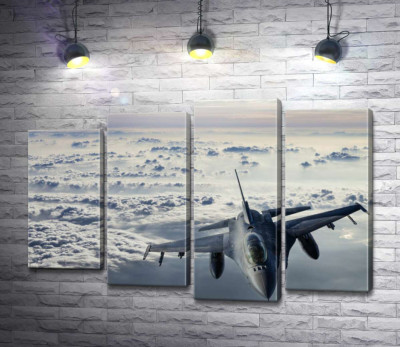 Модульная картина "Самолет F-16 Falcon в небе"