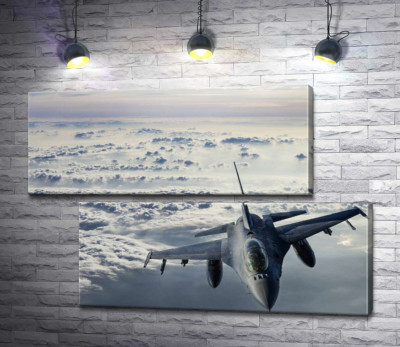 Модульна картина "Літак F-16 Falcon у небі"