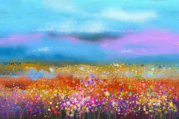 Цветочное поле из красочных пятен